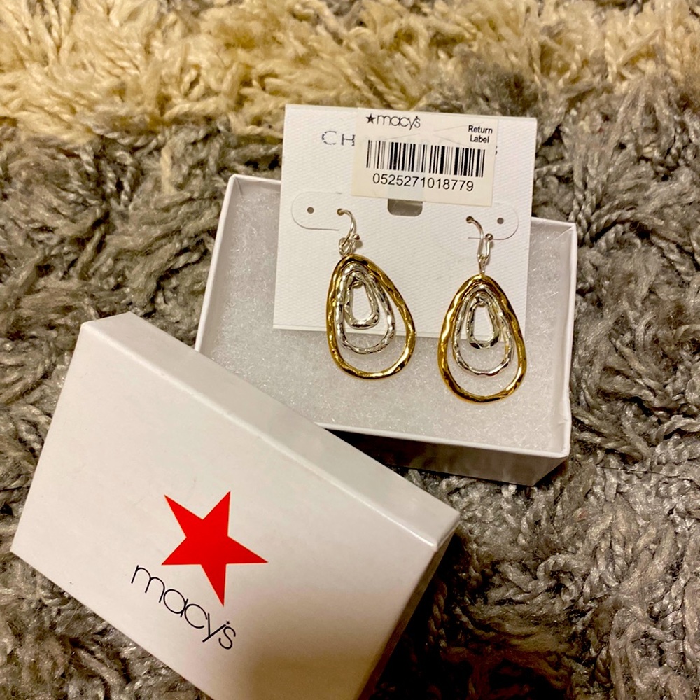 Earrings gold and silver dangle from Macy’s Charter club